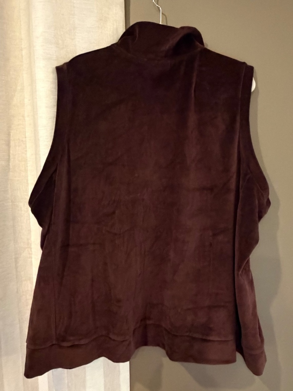 Quacker Factory Brown Velour Quilted Rhinestone Zip Up Vest Sleeveless, Size 3X - Picture 6 of 13